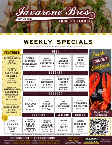 Iavarone bros. weekly specials. Things To Know About Iavarone bros. weekly specials. 